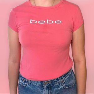 BEBE Vintage Pink Short Sleeve Shirt